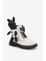 Kožené Zateplené Dětské Boty Na Zip S Medvědem Bílé Vinceza 36261