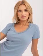 Bluzka model 19648680 szaro niebieski - FPrice Bluzka model 19648680 szaro niebieski - FPrice