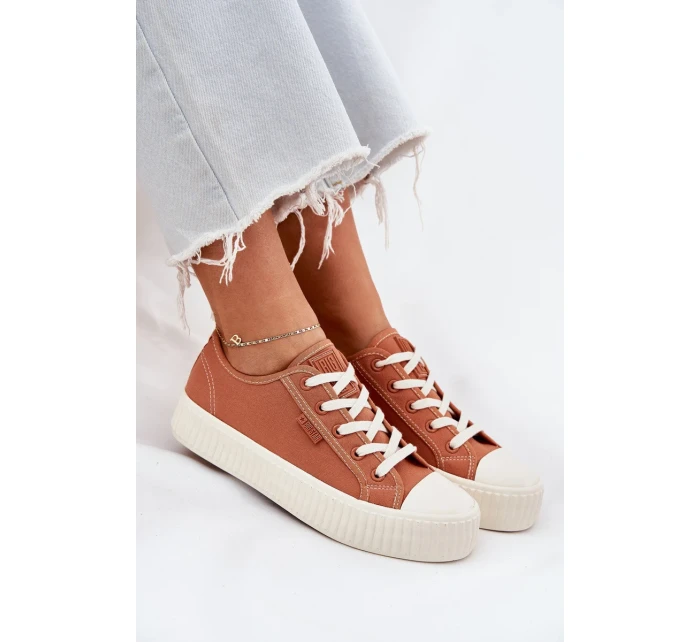 Dámské plátěné tenisky na platformě Big Star – oranžové Dámské plátěné tenisky na platformě Big Star – oranžové