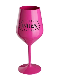PÁTEK - růžová nerozbitná sklenice na víno 470 ml