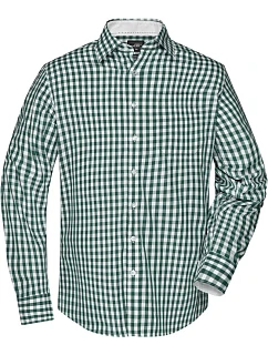 JN 617 Popelínová kostkovaná košile s dl. rukávem model 22487364 forest green/white - Daiber