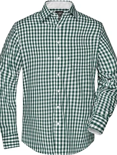 JN 617 Popelínová kostkovaná košile s dl. rukávem model 22487364 forest green/white - Daiber