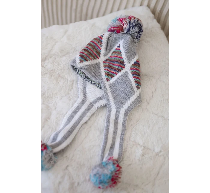 Dámská klapka na uši Eunika K322 šedá+červená Dámská klapka na uši Eunika K322 šedá+červená