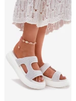 Zdobené Dámské Pantofle Na Platformě Bílé model 21699284 - Boto Zdobené Dámské Pantofle Na Platformě Bílé model 21699284 - Boto