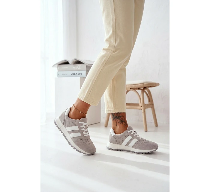 Dámské tenisky z pravé semišové šedé model 22069511 - EVENTO Dámské tenisky z pravé semišové šedé model 22069511 - EVENTO