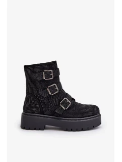 Zateplené Dámské Kotníkové Boty s Ozdobou Černé Ciascia
