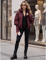 Dámská zimní prošívaná bunda s kapucí model 22366741 vínová - FashionStreet