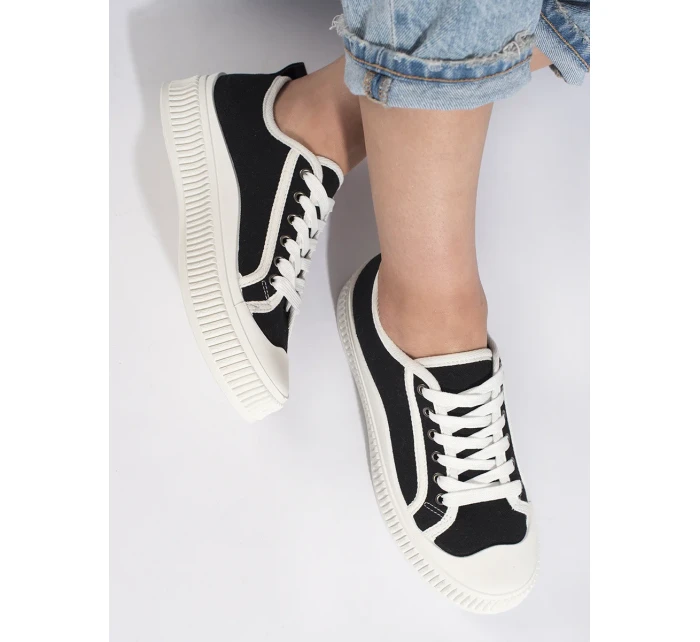 Exkluzívní černé dámské tenisky bez podpatku Exkluzívní černé dámské tenisky bez podpatku