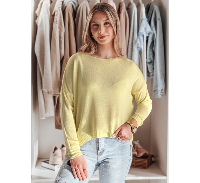 Dámský oversize hladký svetr SENZIA lemon FashionStreet MY2449