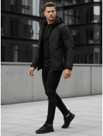 Pánská zimní bunda s kapucí černá model 21995627 - Dstreet Pánská zimní bunda s kapucí černá model 21995627 - Dstreet