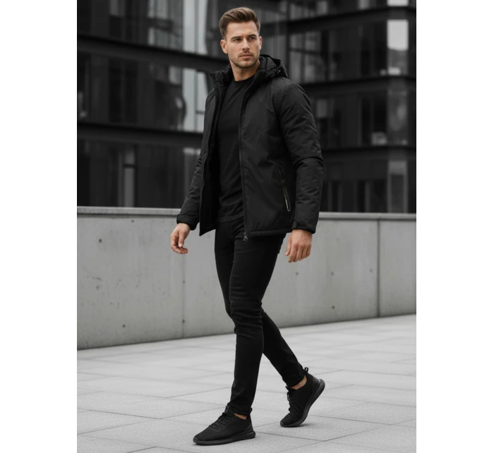 Pánská zimní bunda s kapucí černá model 21995627 - Dstreet Pánská zimní bunda s kapucí černá model 21995627 - Dstreet