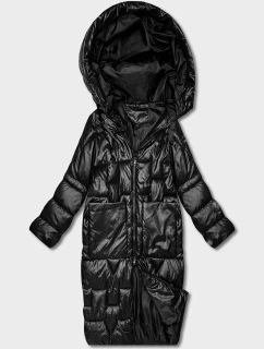 Černá dámská péřová bunda pro přechodné období v délce ke kolenům Goodlookin (T3-2623#-1)