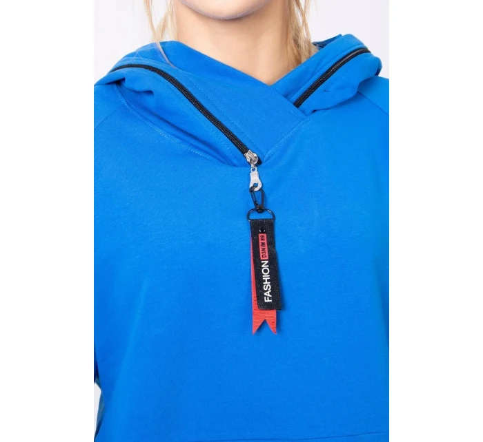 Chrpová tunika s kapucí Oversize na zip