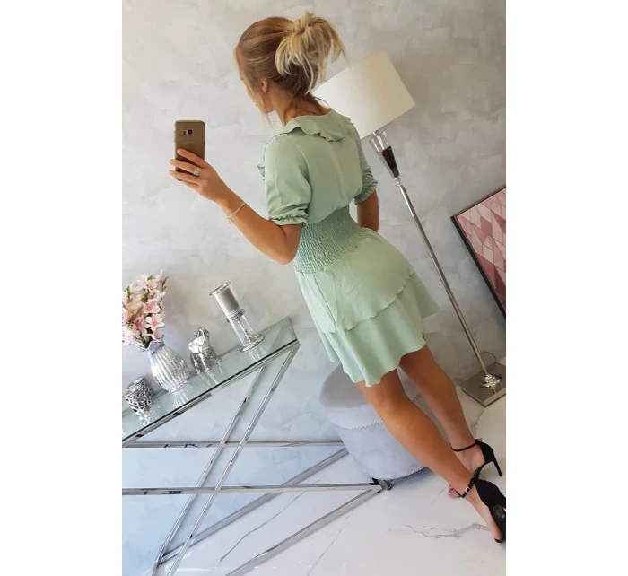 Tmavě mátové šaty do pasu Tmavě mátové šaty do pasu