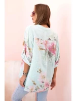 Dámská blůza z bavlny s květinovým vzorem a knoflíky mincovna Dámská blůza z bavlny s květinovým vzorem a knoflíky mincovna
