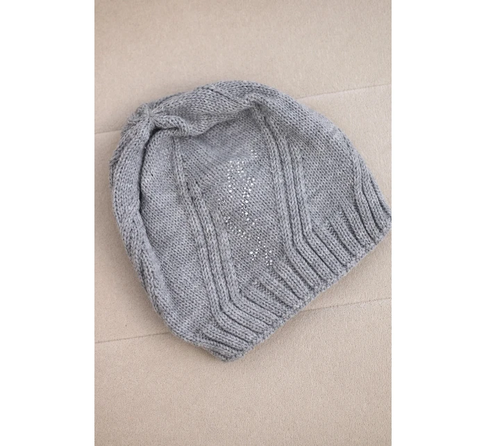 Dámská zimní vlněná čepice s ozdobnými krystalky K399 černá