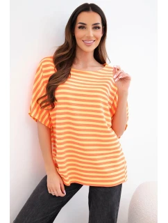 Dámská bavlněná pruhovaná halenka s krátkým rukávem oranžová