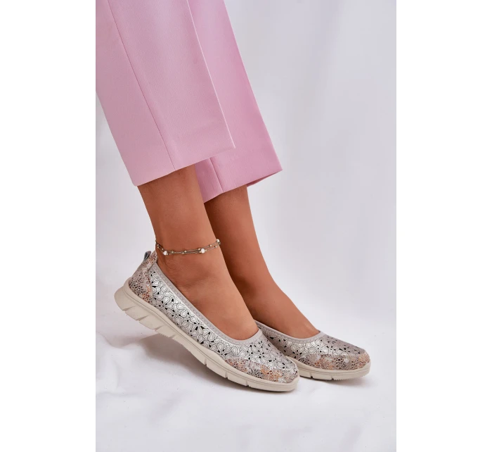 Kožené Lehké Baletky Zlaté model 21697017 - EVENTO
