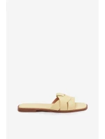 Dámské ploché pantofle s pásky žluté model 21937369 - Boto