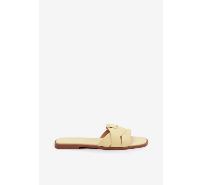 Dámské ploché pantofle s pásky žluté model 21937369 - Boto