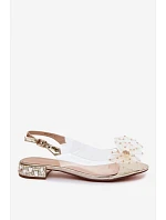 Dámské sandály průhledné s mašlí D&A MR61-9001 zlaté