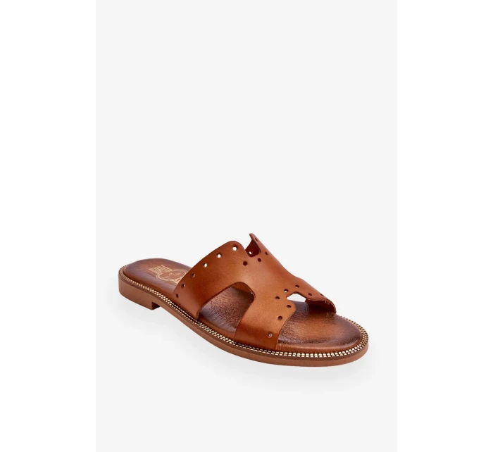 Dámské sandály s ozdobnými výřezy Hnědá Emily