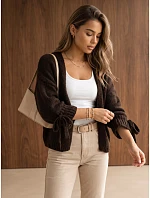 Kardigan damski oversize bez model 22371839 - FashionStreet Kardigan damski oversize bez model 22371839 - FashionStreet