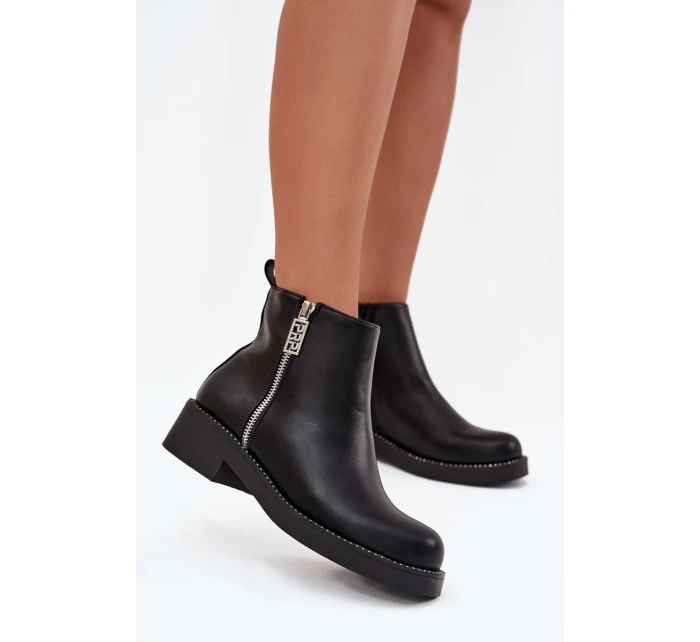 Zateplené Nízké Boty Dámské S Cirkonii Černé Vionna Zateplené Nízké Boty Dámské S Cirkonii Černé Vionna