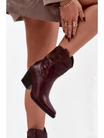 Dámské kožené boty typu kovboj na podpatku Bordové Sorelia Dámské kožené boty typu kovboj na podpatku Bordové Sorelia