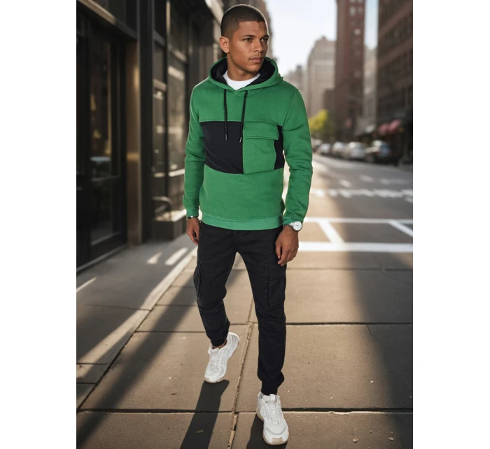 Pánská tmavě zelená mikina s kapucí FashionStreet BX5910