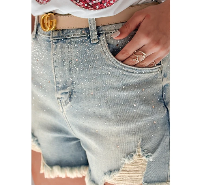 Dámské džínové šortky se zirkony LIKE A STAR modré FashionStreet SY0487