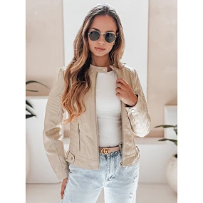 Dámská kožená bunda beige Dstreet model 21991902 - FashionStreet Dámská kožená bunda beige Dstreet model 21991902 - FashionStreet
