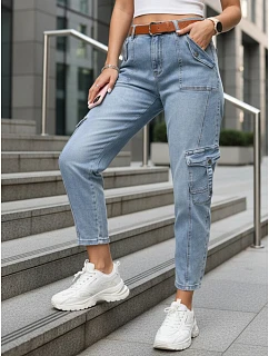 Dámské džíny balonového střihu s cargo kapsami modré FashionStreet UY2923