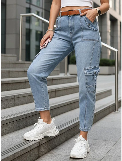 Jeansy damskie fit z cargo niebieskie model 22047094 - FashionStreet