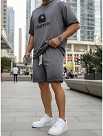 Pánská letní tepláková souprava s potiskem šedá FashionStreet AX0819