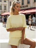 Bavlněný dámský komplet s kraťasy Polský výrobek žlutá FashionStreet AY1170 Bavlněný dámský komplet s kraťasy Polský výrobek žlutá FashionStreet AY1170