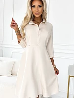 286-7 SANDY Košilové halenkové šaty s páskem - BEACH