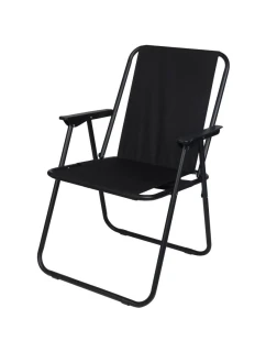 TURISTICKÉ KŘESLO S PODPRSENKAMI 52x44x75 cm SKLÁDACÍ KŘESLO ČERNÉ