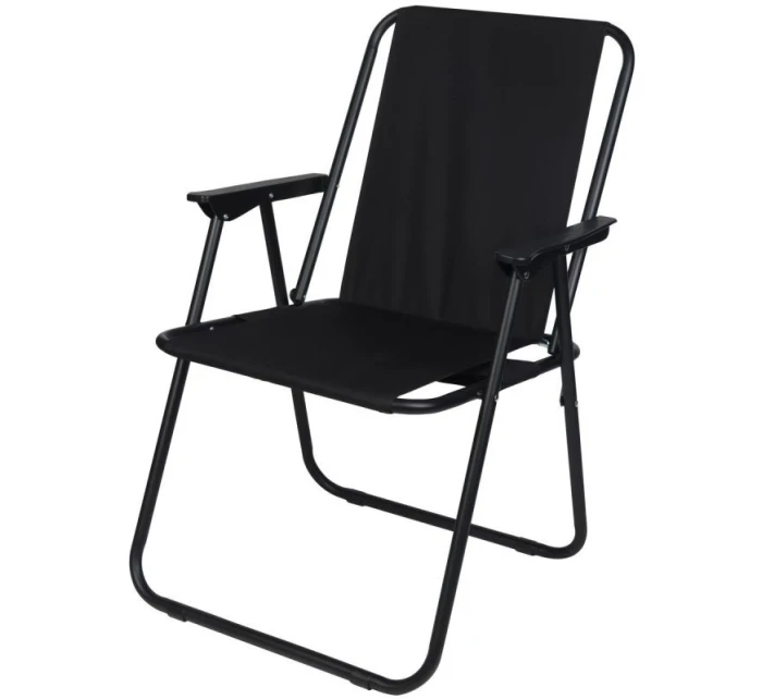 TURISTICKÉ KŘESLO S PODPRSENKAMI 52x44x75 cm SKLÁDACÍ KŘESLO ČERNÉ