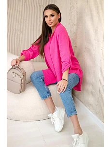 Bavlněná mušelínová košile oversize růžový