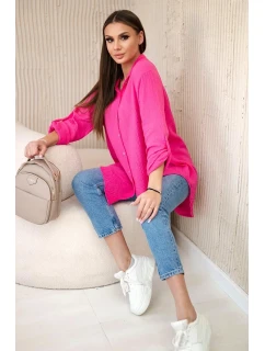 Bavlněná mušelínová košile oversize růžový