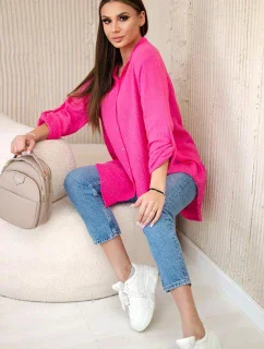 Bavlněná mušelínová košile oversize růžový
