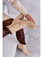 Dámské semišové kozačky na vysokém podpatku Světle béžová model 21595991 - Boto