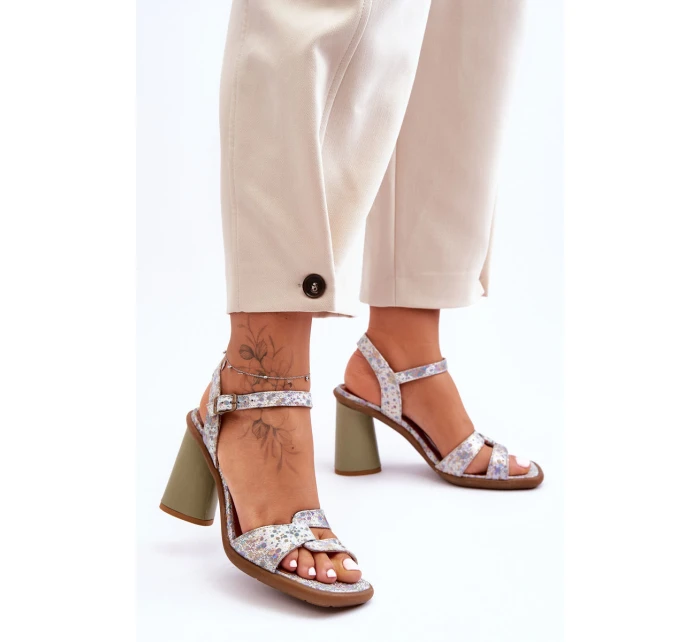 Kožené sandály na podpatku model 21624649 - Maciejka