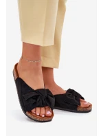 Dámské Pantofle Na Korkové Podešvi S Mašlí Černé model 21701497 - Boto Dámské Pantofle Na Korkové Podešvi S Mašlí Černé model 21701497 - Boto