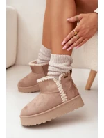 Dámské Sněhule Na Platformě S Prošíváním Big Star SS274129 Béžové Dámské Sněhule Na Platformě S Prošíváním Big Star SS274129 Béžové