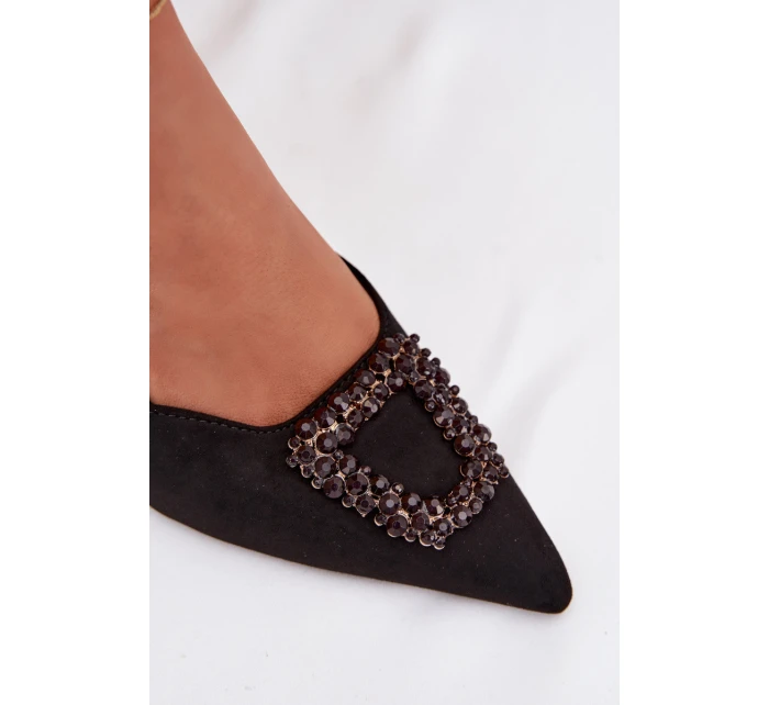 Dámské sandály na podpatku s ozdobou Černé Ismeria