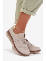 Kožené semišové dámské tenisky s otvory Sergio Leone SP-002 světle hnědé Kožené semišové dámské tenisky s otvory Sergio Leone SP-002 světle hnědé