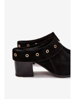 Semišové dámské kožené boty na podpatku D&A model 22031846 Černé - S.Barski