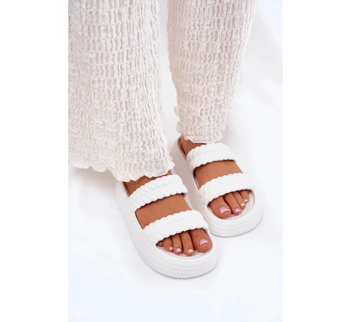 Dámské lehké pěnové pantofle na platformě S.Barski – bílé